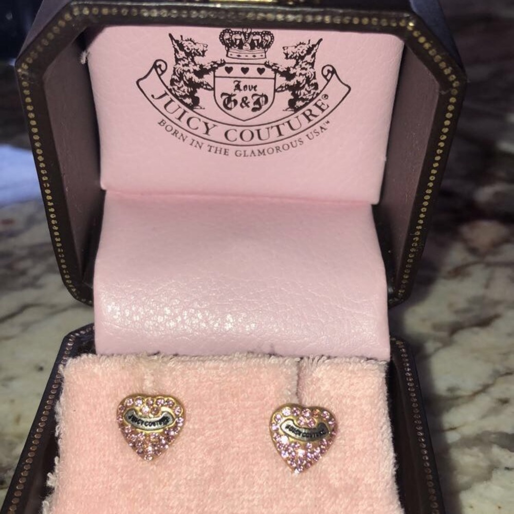 Juicy couture heart earring with pink rhinestones